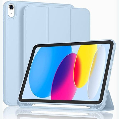 322178 - Këllëf për iPad të gjeneratës së 10-të (2022), mat dhe i tejdukshëm, rezistent ndaj goditjeve, gjurmëve të gishtërinjve dhe gërvishtjeve, me mbështetje për Touch ID dhe funksion Auto Sleep/Wake, për iPad 10.9 inç, blu.