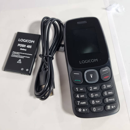 310104 - POSH 405 Telefon celular 4G i zhbllokuar, Kartë SIM e dyfishtë, Ekran 1.77”, Jetëgjatësi baterie 200 orë, Kamera, Fener, Memorie e zgjerueshme 32GB, Portë USB-C, Ngjyrë e zezë