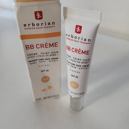302106 - ERBORIAN Krem BB me Xhensen, 15 ml, krem me ngjyrë, efekt lëkure foshnje, kujdes korean për fytyrën 5-në-1 me SPF 20, ngjyrë Ari