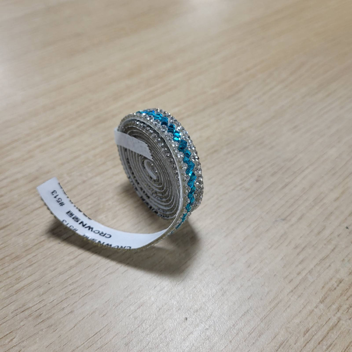 296306 - Rrotull me shirita diamanti prej guri të çmuar qelqi, 91 cm, shirita vetëngjitës prej guri të çmuar ngjyrë blu deti, skaj me shkëlqim, afishe diamanti 'bëje vetë' për veshje me shkëlqim, 1.2 cm