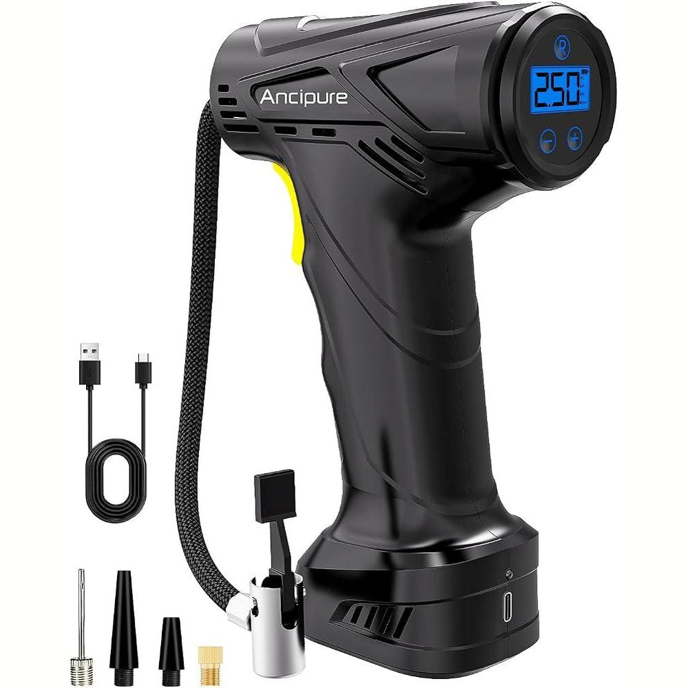 335034 - RUMICET Fryrës gomash makinash 6000mAh me dritë LED dhe ekran LCD dixhital, kompresor makine 150PSI, 12V, portativ, pa tel
