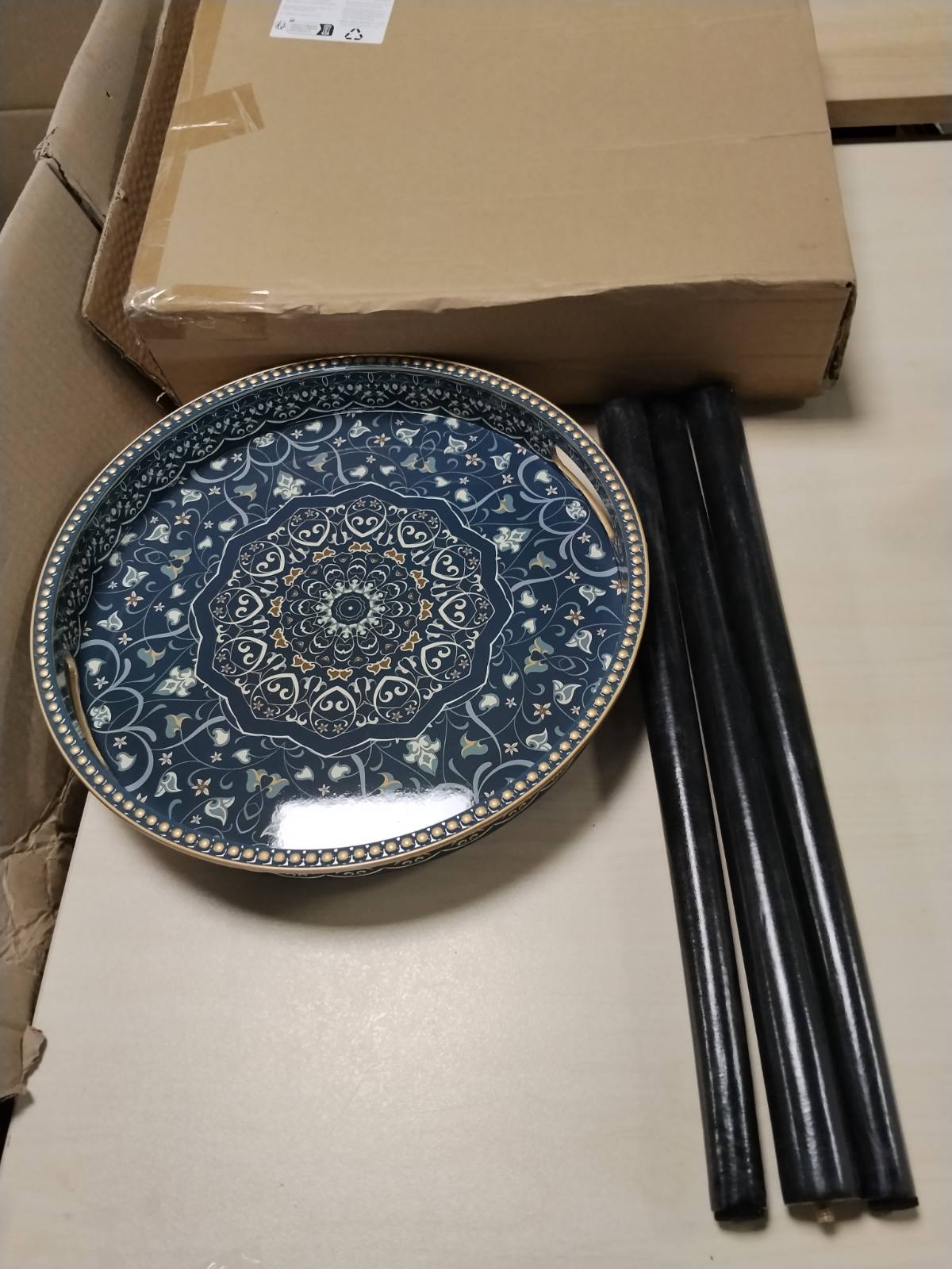 314170 - SIMMER Tavolinë anësore Stone me tabaka të lëvizshme, e vogël dhe portative, printim leopardi jeshil, tabaka 33 cm