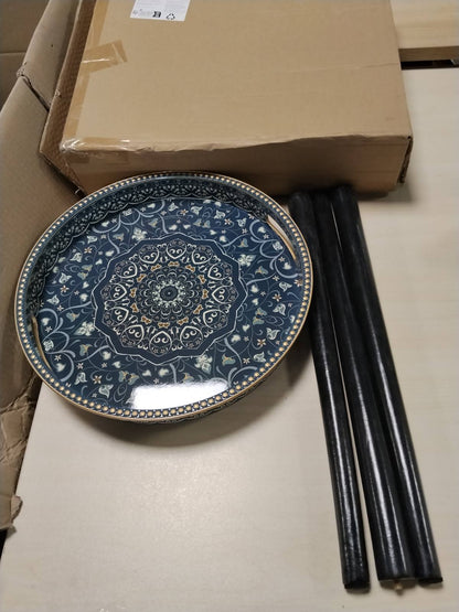314170 - SIMMER Tavolinë anësore Stone me tabaka të lëvizshme, e vogël dhe portative, printim leopardi jeshil, tabaka 33 cm