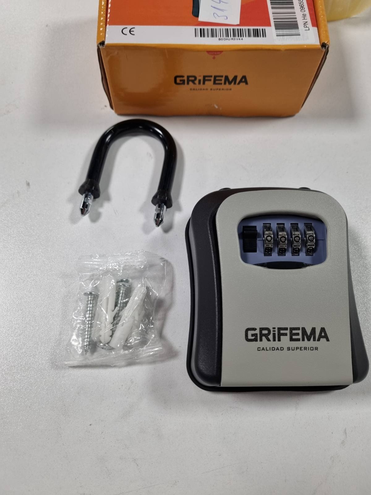 314312 - GRIFEMA GA1003-2 Kuti Kasaforte me Çelësa, Kuti me Kyç, Dollapë Çelësash me Grep, Gri