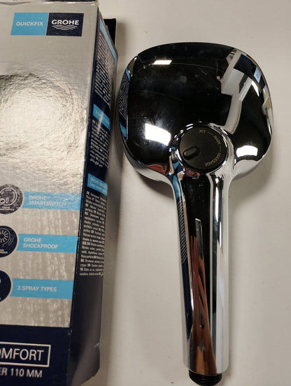 313359 - GROHE Vitalio Comfort 110, Kokë Dushi Kub 11cm, 3 modele spërkatjeje (Shi/Stimulues/Masazh), Kursim Uji, Sistem kundër gëlqeres, Krom, 26092001