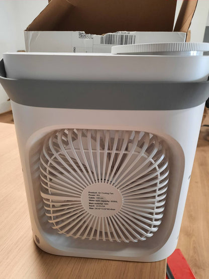 313097 - GuKKK Kondicioner ajri portativ, 900ML, ftohës ajri i heshtur 4-në-1, ventilator mini USB, 3 shpejtësi, 2 mënyra mjegullimi, për dhomën e gjumit (e bardhë A)