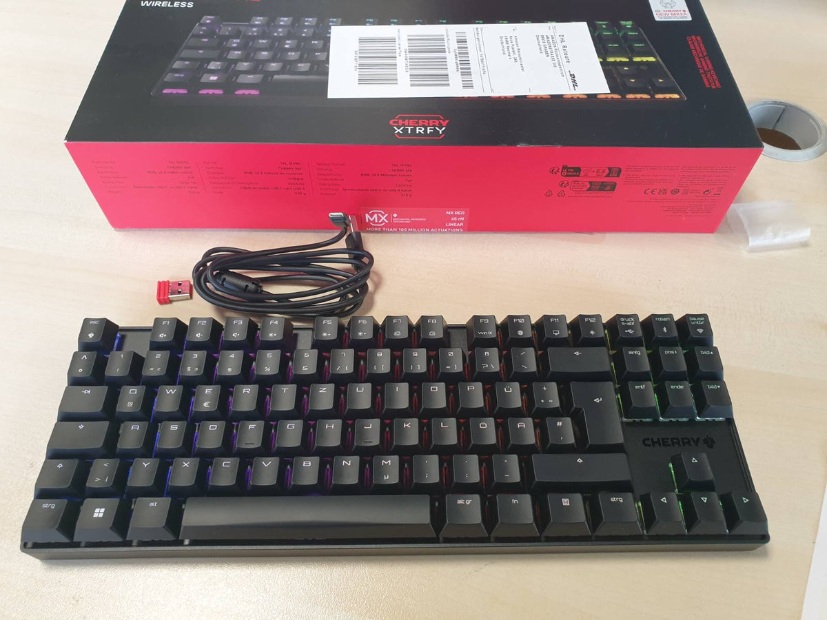 308775 - TASTIERË LOJËRASH pa tel CHERRY MX 8.2 TKL, QWERTZ gjermane, MX2A e kuqe, e zezë