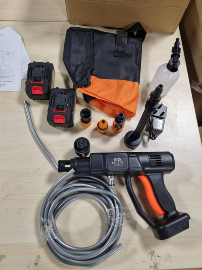 313177 - LAVATRICE Lavatrice me Presion pa Tel, Portative 21V 45 Bar/652 PSI me 2 Bateri 3.0Ah, Grykë e Rregullueshme 6-në-1, Pastrues Presioni 5m
