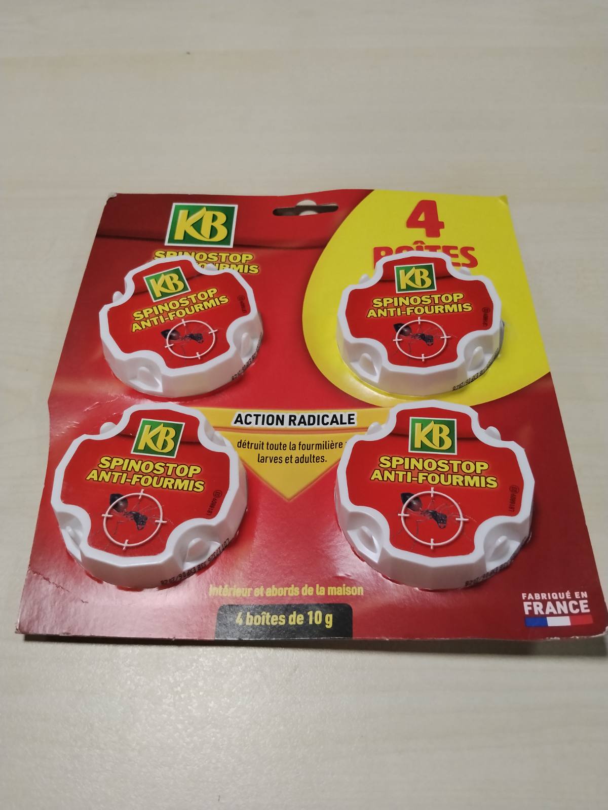 335174 - KB HOME DEFENSE Kuti karremesh për milingonat Spinostop – Pako me 4 x 10g – Eliminon folenë dhe larvat – Veprim i fuqishëm me Spinosad