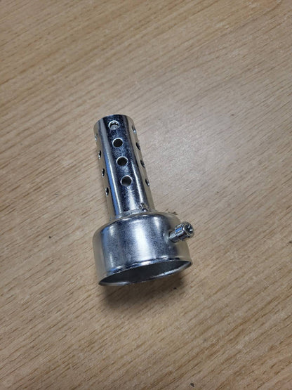314631 - ANDUX Silenciator shkarkimi për motor 48 mm, Silenciator universal i rregullueshëm dhe i shkëputshëm për motor XSQ-03 (i shkurtër, argjendi)