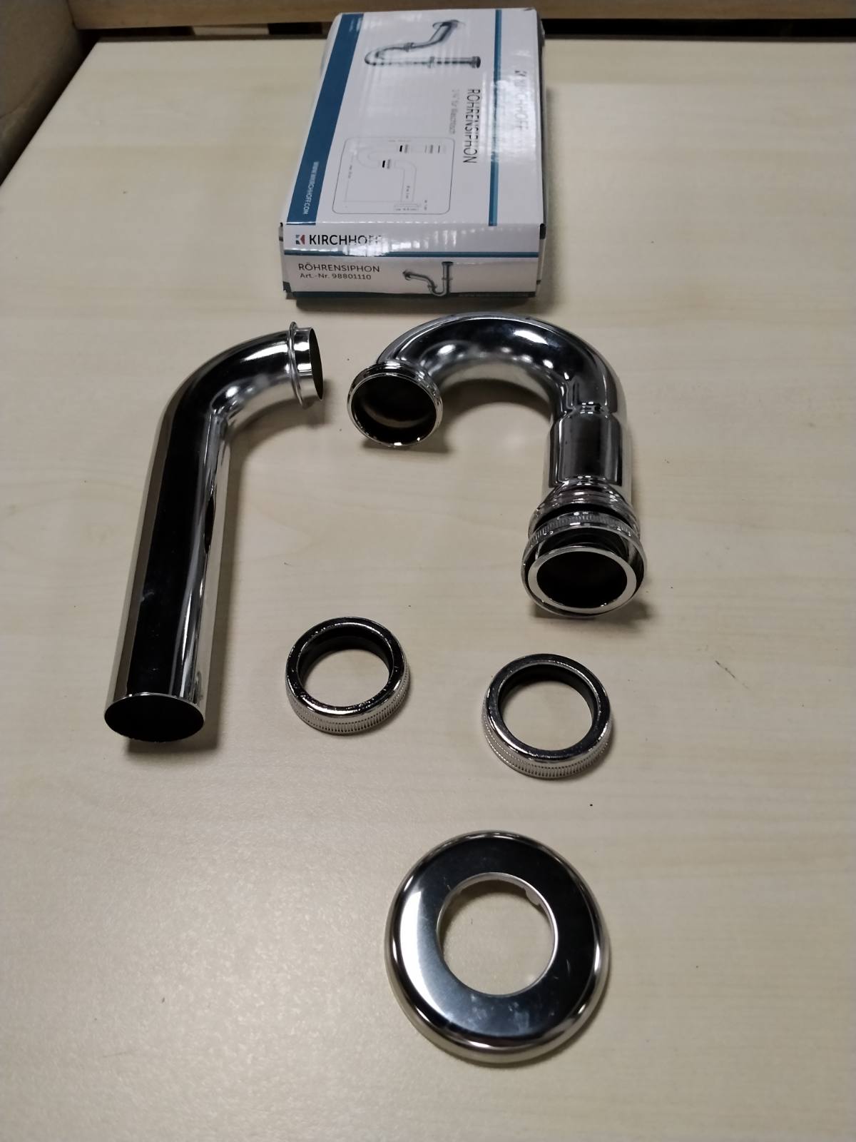 335328 - KIRCHHOFF Sifon lavamani çeliku inox me cilësi të lartë, pajisje për kullimin e lavamanit, bllokues aromash, krom