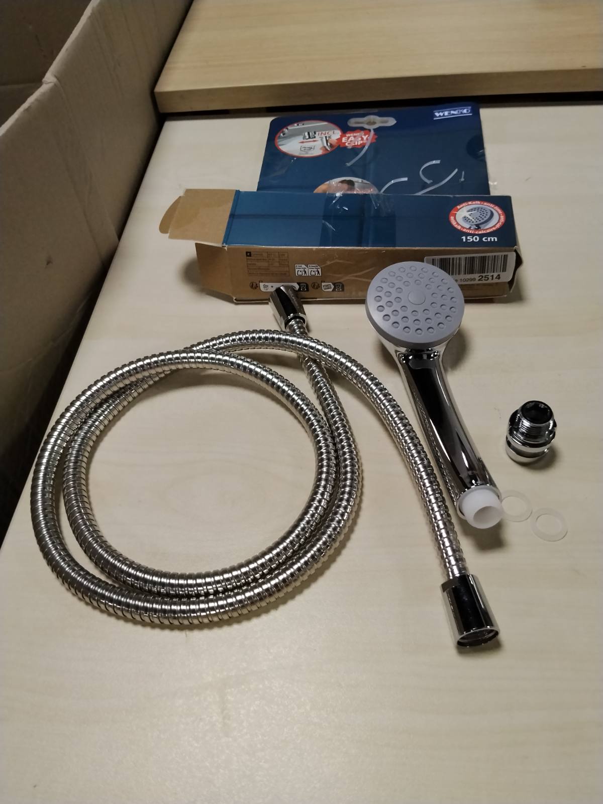 313847 - WENKO Dush me Lavaman, kokë dushi praktike me tub dushi dhe përshtatës për lavamanin, çelik inox dhe plastik rezistent ndaj ndryshkut, 170 x 3.5 x 6.5 cm