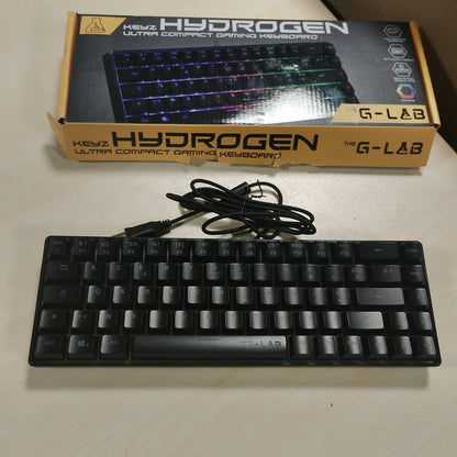 309010 - G-LAB Tastiera Keyz Hydrogen për Lojëra 60%, AZERTY gjysmë-mekanike me tela, ndriçim shumëngjyrësh i sfondit, format kompakt TKL - PC/PS4/PS5 - e re, e zezë