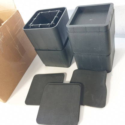 314321 - UPING Ngritëse Mobiljesh për Shtrat, Rritje e Rregullueshme e Lartësisë prej 7CM ose 14CM, Plastike (E Zezë)
