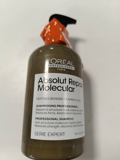 307441 - L'OREAL PROFESSIONNEL Shampo Molekulare Absolut Repair, 500 ml, riparon 2 vjet dëmtime në një aplikim, +86% ushqyerje, pa sulfate, për flokë të tharë dhe të dëmtuar.