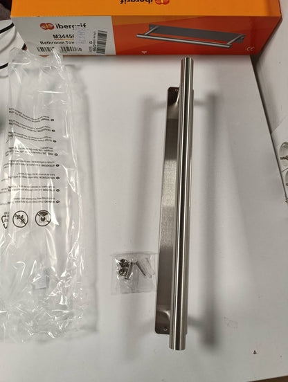 314534 - IBERGRIF M34456A Binxhere Peshqirësh Ngjitëse 40CM, Dy Metoda Instalimi (Ngjitëse dhe Shpuese), Çelik Inoks, I Lyer me Furçë