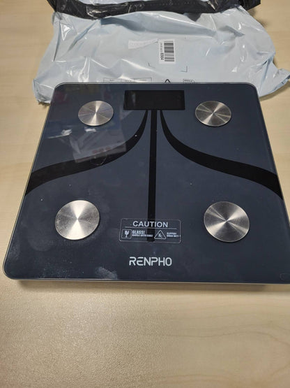 293147 - RENPHO Peshore dixhitale inteligjente, rikarikueshme me USB-C, Analizë e dhjamit trupor, kapacitet 180 kg, e zezë