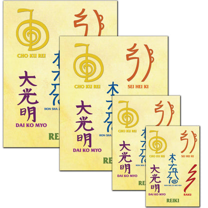 213125 - Poster pa kornizë me tabelën e simboleve Reiki për dekor meditimi dhe shërim shpirtëror, në madhësitë 8.5×11, 8×10, 5×7 dhe 4×6 inç.