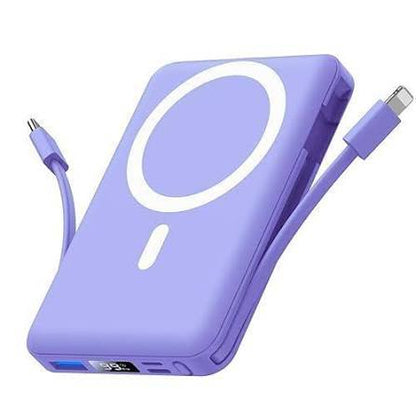 266569 - YISONGER Magsafe Powerbank 10000mAh, Powerbank magnetik pa tel, Bateri e jashtme me kabllo karikimi USB-C dhe ekran LED, Karikim i shpejtë PD 22.5W, i pajtueshëm me iPhone 15/14/13/12 Pro/Pro Max (Vjollcë).