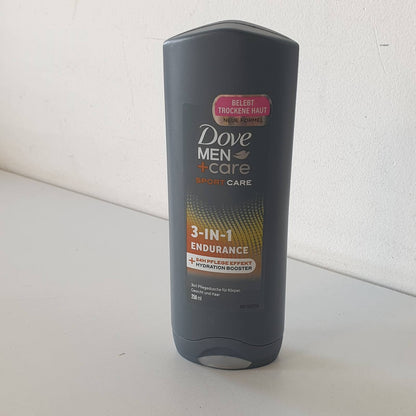 301509 - DOVE MEN+CARE Xhel Dushi Endurance 3 në 1, 250ml, për Trup, Fytyrë dhe Flokë, Efekt Kujdesi 24-orësh, 1 Copë