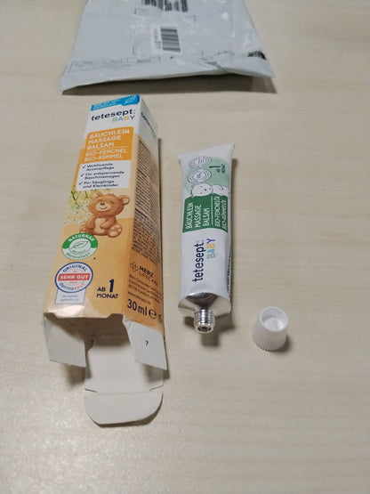 297741 - BALSAM MASAZHI PËR BARKUN E BEBIT TETESEPT 30 ML, me vaj kopre, qimnoni dhe livandoje