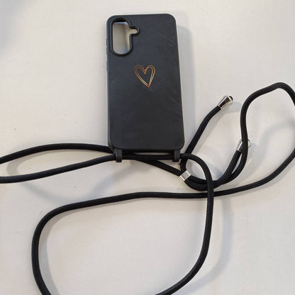 295403 - CASELOVER Mbrojtëse Telefoni me Rrip për Samsung Galaxy A56 5G/A36 5G, Mbrojtëse me Gjerdan Silikoni, Mbrojtëse Parakolpi Rezistente ndaj Goditjeve, e Zezë