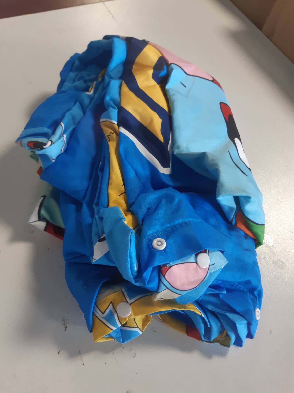 196560 - OMYDREAM Set Çarçafësh për Fëmijë Pokemon Goodbye | Pambuk 100% | Certifikim Oeko-TEX | Mbulesë Jorgani 140x200 cm dhe Mbulesë Jastëku 63x63 cm | Printim Kthyeshëm | Blu