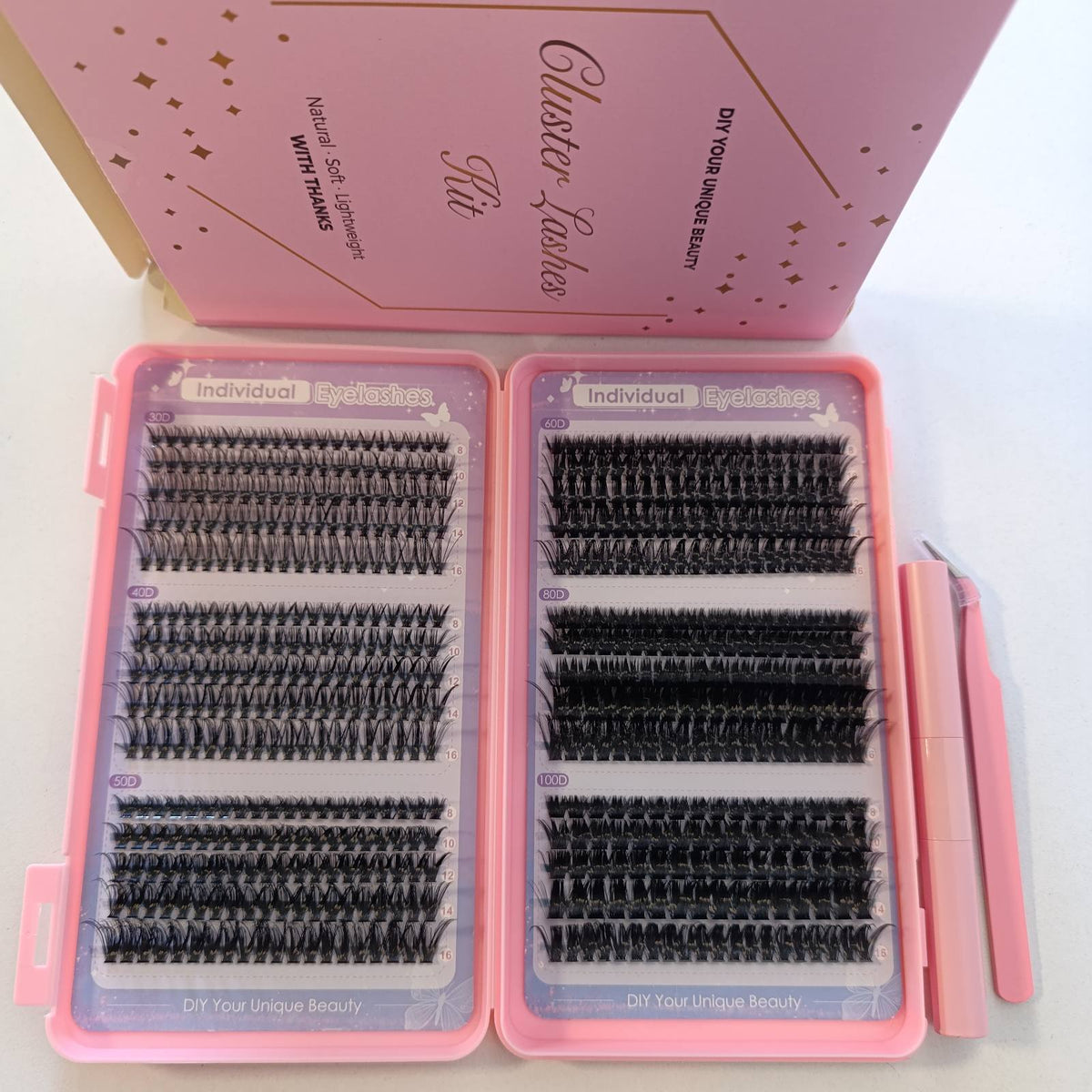 303607 - SIXSTARHAIR Set zgjatjesh qerpikësh me 580 copë, piskatore qerpikësh 10-16 mm 30D 40D 50D 60D 80D 100D