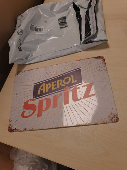 198651 - APEROL SPRITZ - Tabela Vintage e Kokteilit me Prosecco, Dekor Metalik, Pikturë në Metal, Stiker Muri, 19.8 x 30 cm (Gj x Th)