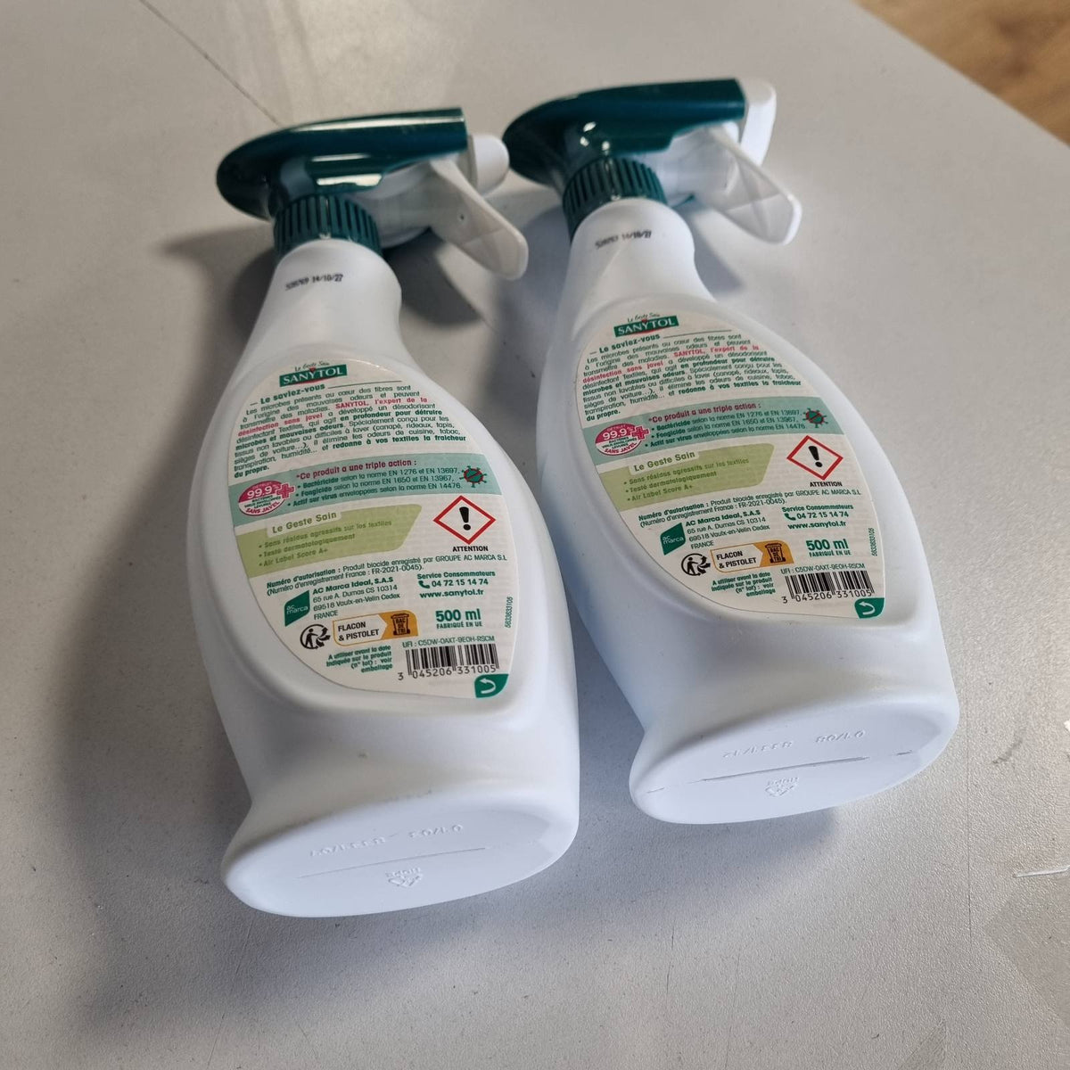 298792 - SANYTOL - Deodorizues dhe Dezinfektues për Pëlhura - 500 ml - Pako me 2 - Të gjitha llojat e pëlhurave - Baktericid, Virucid - Pa mbetje të ashpra - Nuk lë njolla