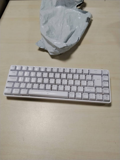 295183 - TMKB Tastiera T68 - mekanike RGB pa tel 60% - Bluetooth/2.4G/Type-C - 68 taste - QWERTZ gjermane - Çelës linear i kuq - E bardhë