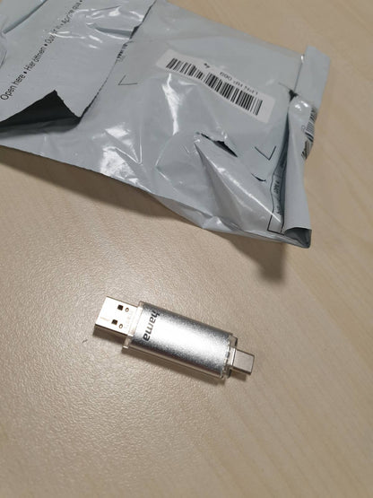 273390 - HAMA Njësi flash USB 128GB me USB 3.2 Gen 1 Type-C (stick USB 2-në-1, 40MB/s) për telefona Android, tableta, kompjutera, notebook-e, MacBook-e, OTG