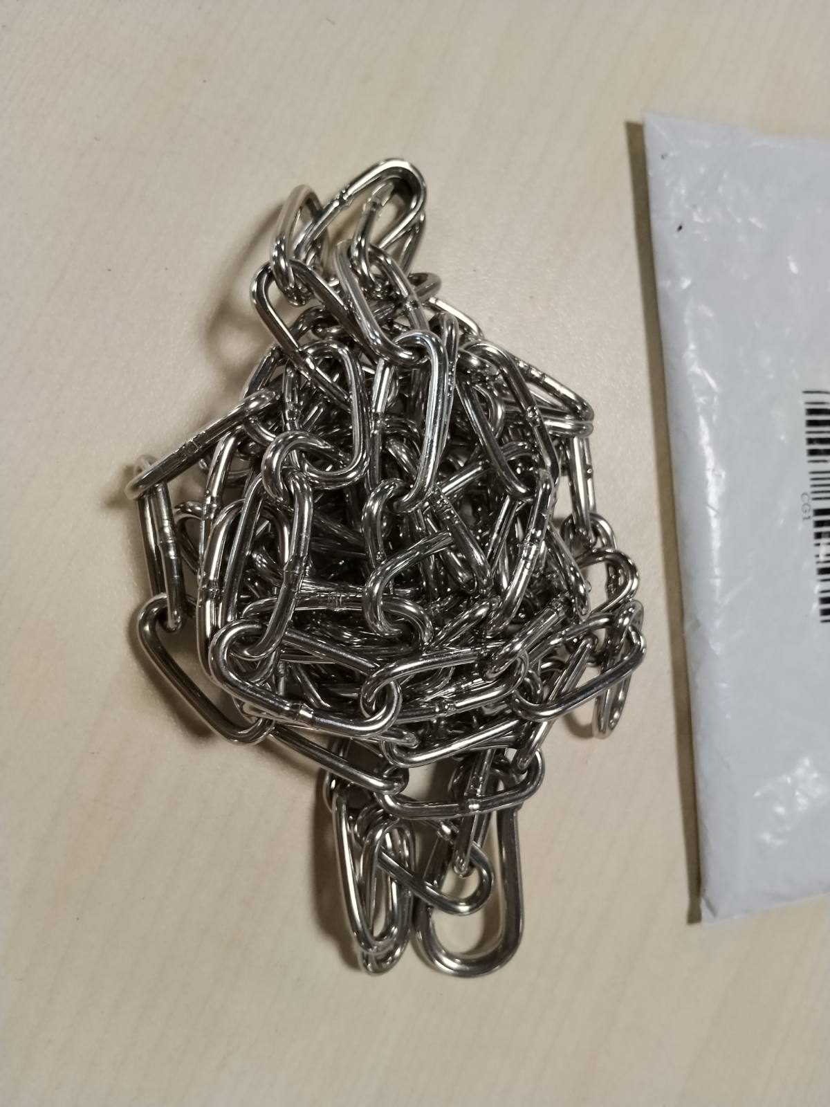 289223 - Zinxhir çeliku inox V4A A4 me hallkë të gjatë DIN 763 / DIN 5685 – 2 mm x 2 m – 1 copë, për aplikime dekorative dhe të lehta