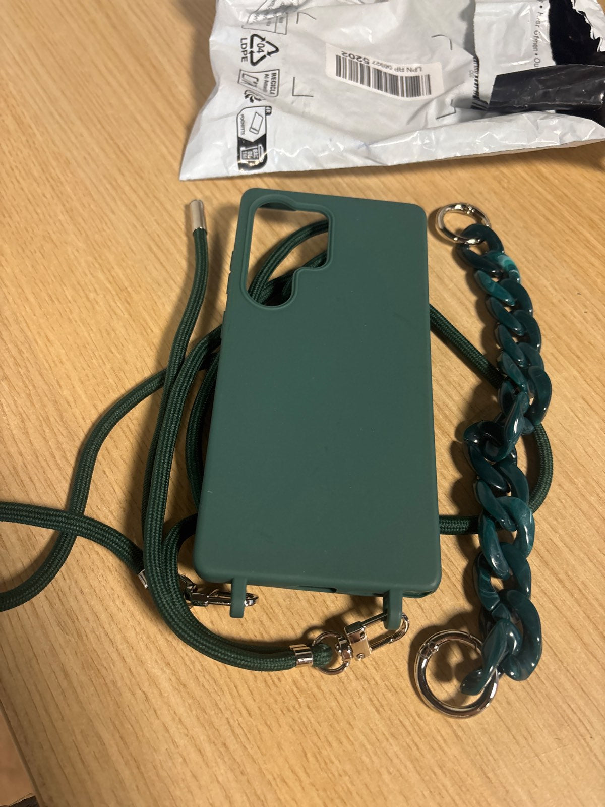 274351 - Galful Mbrojtëse Samsung Galaxy S25 Ultra me Rrip, Mbrojtëse Telefoni me Byzylyk, Mbrojtëse Rezistente ndaj Goditjeve - Jeshile e Errët