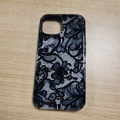 309051 - Mbështjellëse me dantellë të zezë për iPhone 15, model vintage