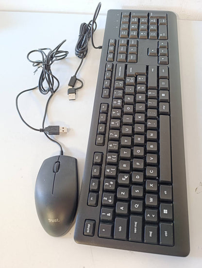 293956 - TRUST Taro Paketa e tastierës dhe mausit me tela, Tastierë franceze AZERTY, kabllo USB 1.8 m, e zezë