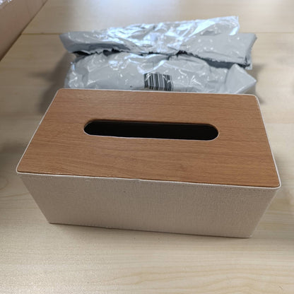 198066 - NICEME Kutia për Shami prej Lëkure PU, Dispensues Peshqiri Letre për Tavolinë, Zyrë dhe Shtëpi, Madhësi 25x14x10cm, Ngjyra Bezhë