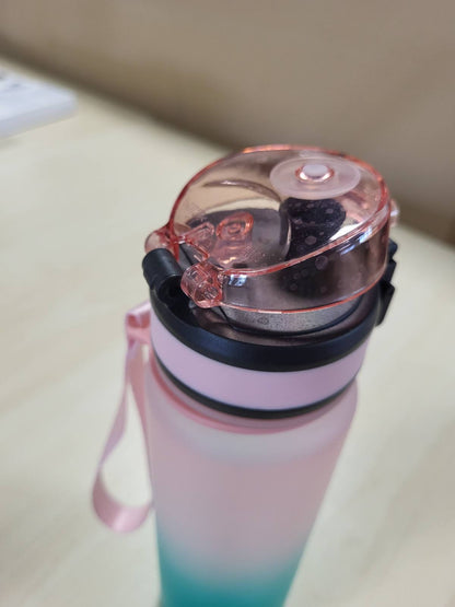 293996 - Shishe Uji për Fëmijë 500ml, E Papërshkueshme nga Rrjedhjet me Shënues Kohe, Rozë-Cian