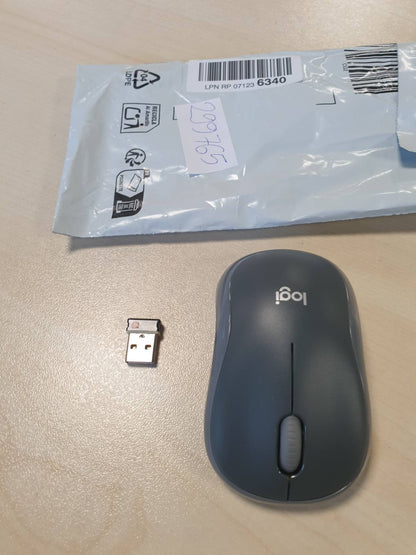 299765 - LOGITECH Maus pa tel M185, 2.4 GHz, marrës nano USB, jetëgjatësi baterie 12 muaj, gjurmim optik 1000 DPI, ambidextrous, i pajtueshëm me PC, Mac, laptop - gri