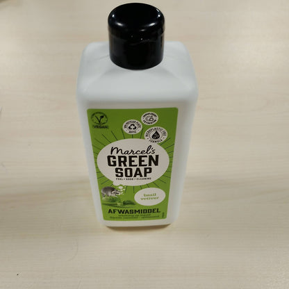 297788 - MARCELO | Sapun i Gjelbër, Lëng për Larjen e Enëve me Borzilok dhe Vetiver, Formulë pa Mikroplastikë, Vegan, Shishe 500ml e Bërë nga 100% Plastikë e Ricikluar, Mund të Mbushet