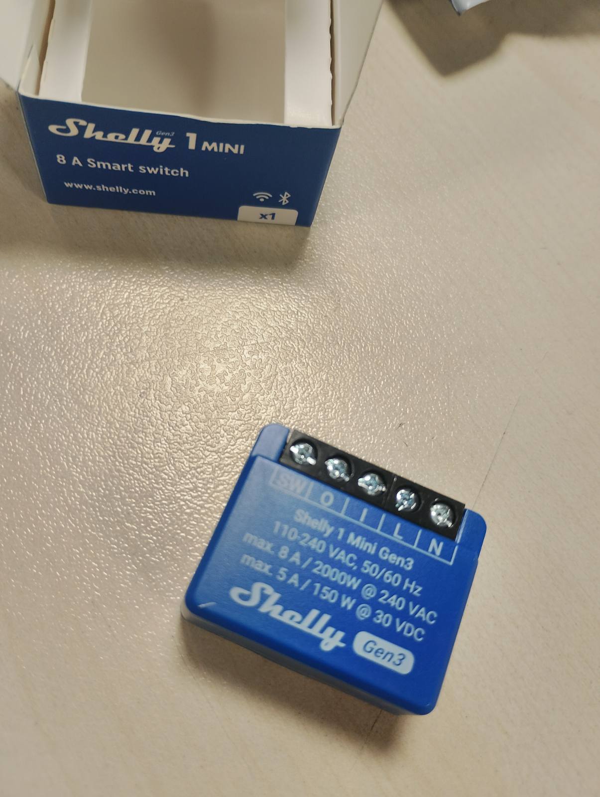 294350 - SHELLY 1 MINI GEN3, Ndërprerës Releje Inteligjente Wi-Fi & Matter, 1 Kanal, 8A, Kontakt pa Potencial, Ndërprerës Drite, Hapës Dere Garazhi, Ngrohje, Shtëpi Inteligjente, Kohëmatës, Nuk Kërkohet Hub, Alexa, Google