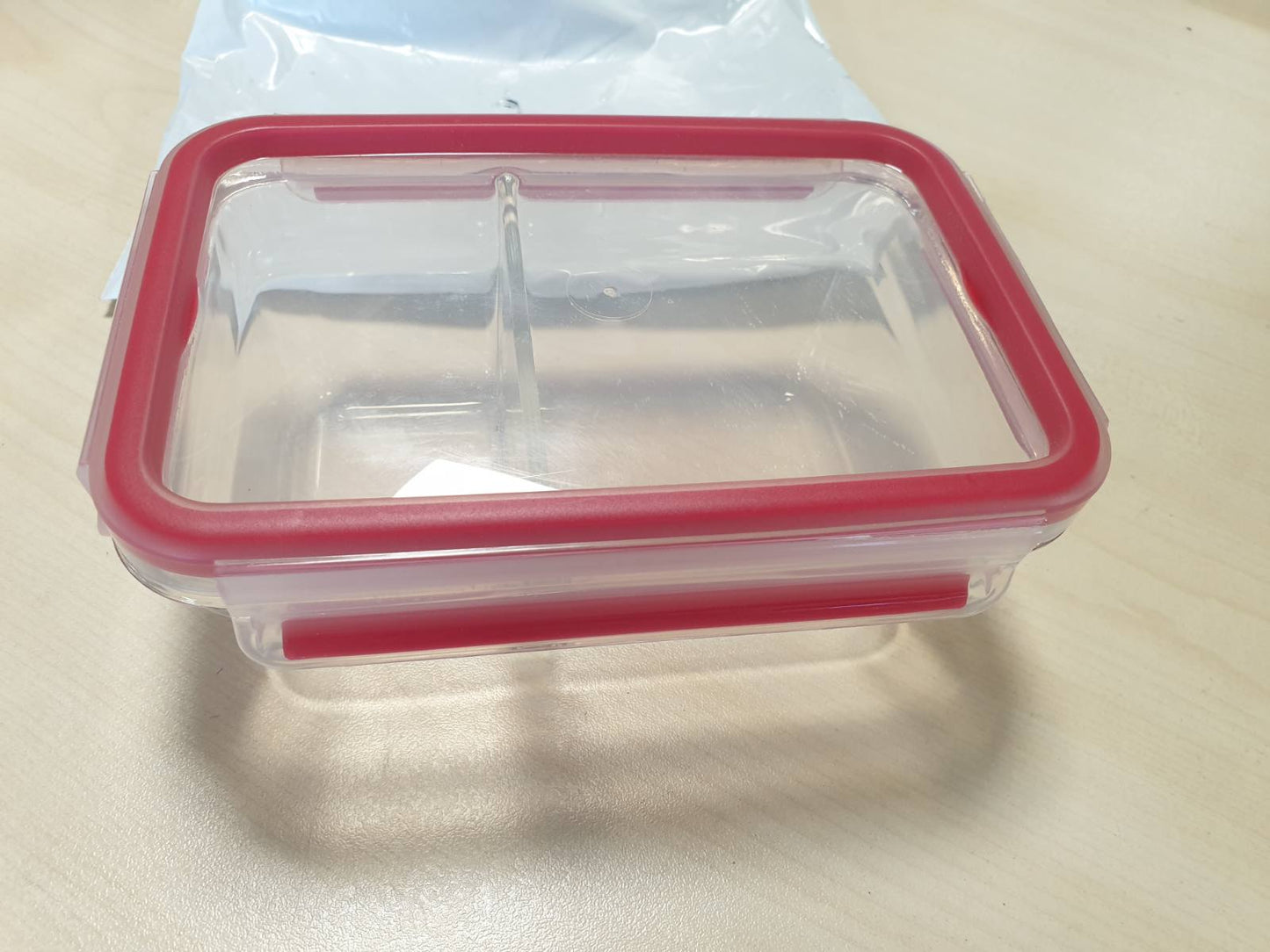 224050 - EMSA Enë qelqi për ruajtjen e ushqimit, 0.8 L, drejtkëndëshe, 100% e papërshkueshme nga rrjedhjet, e kuqe, transparente, N10407