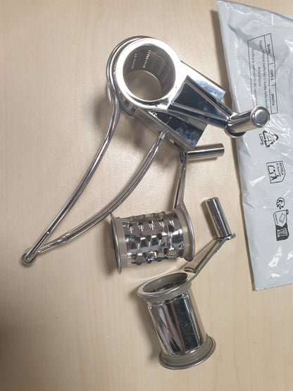 195766 - LA BONNE GRAINE - Rende Djathi dhe Perime, me 3 Tamburë nga Çeliku Inox, 3 Funksione, Ngjyrë Gri, Markë Franceze