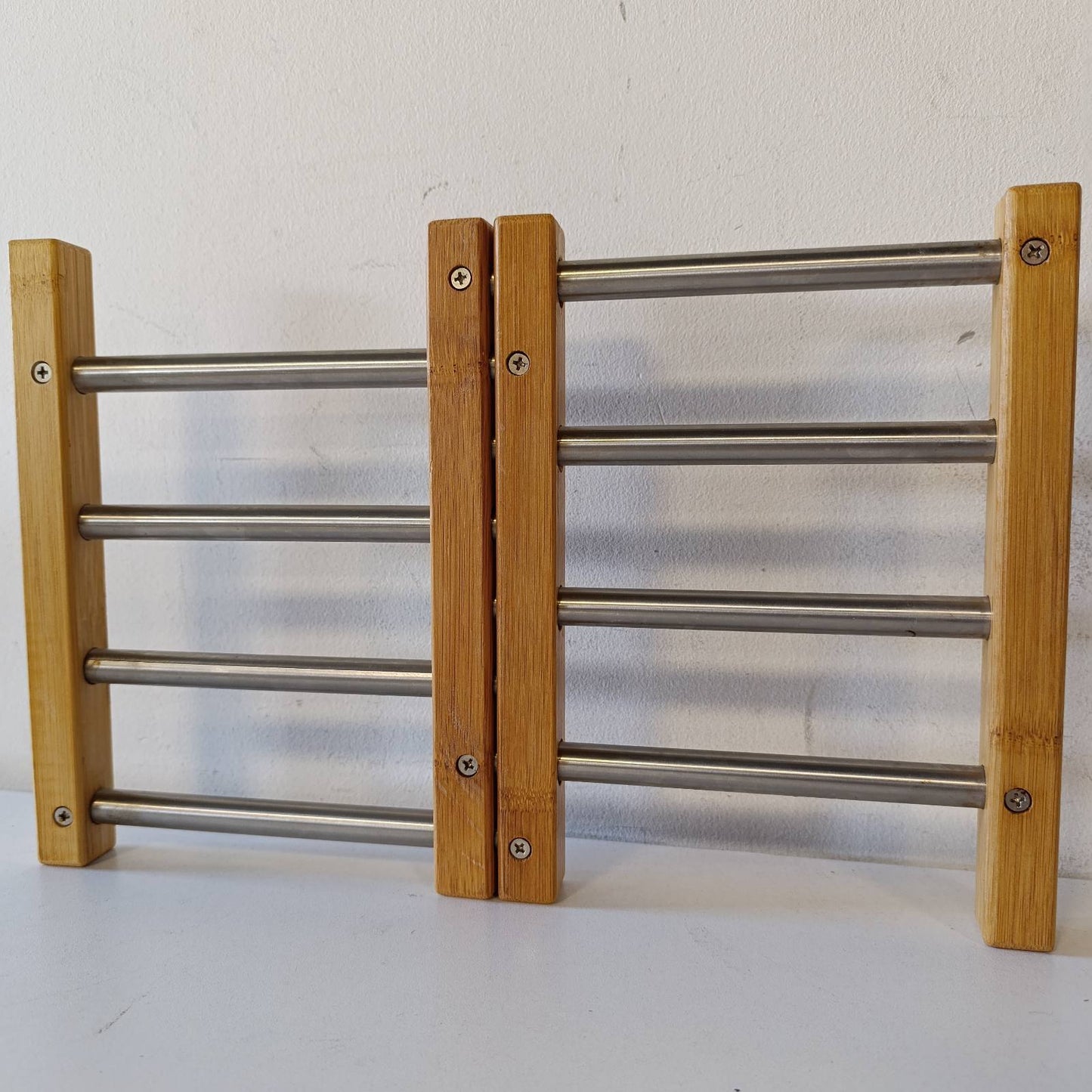 293823 - ZELLER Trivet i Zgjatshëm 25299, Bambu/Çelik Inoks Argjend, 23.5 x 20 x 2 cm