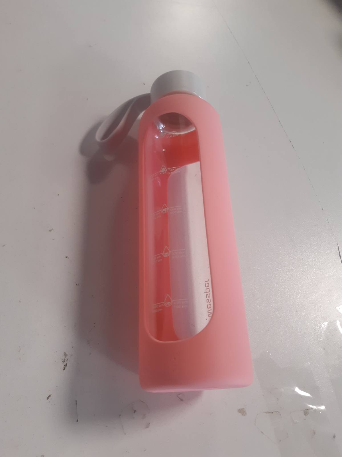 223971 - WESSPER Shishe Uji 500ml, Shishe Qelqi Borosilikati me Mbështjellëse Silikoni, Material pa BPA - Rozë