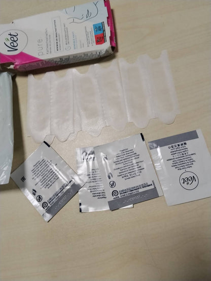 318920 - VEET Shirita dylli të ftohtë PURE, për lëkurë të ndjeshme, për përdorim në fytyrë, deri në 28 ditë lëkurë e lëmuar, 8 shirita të dyfishtë = 16 shirita të vetëm