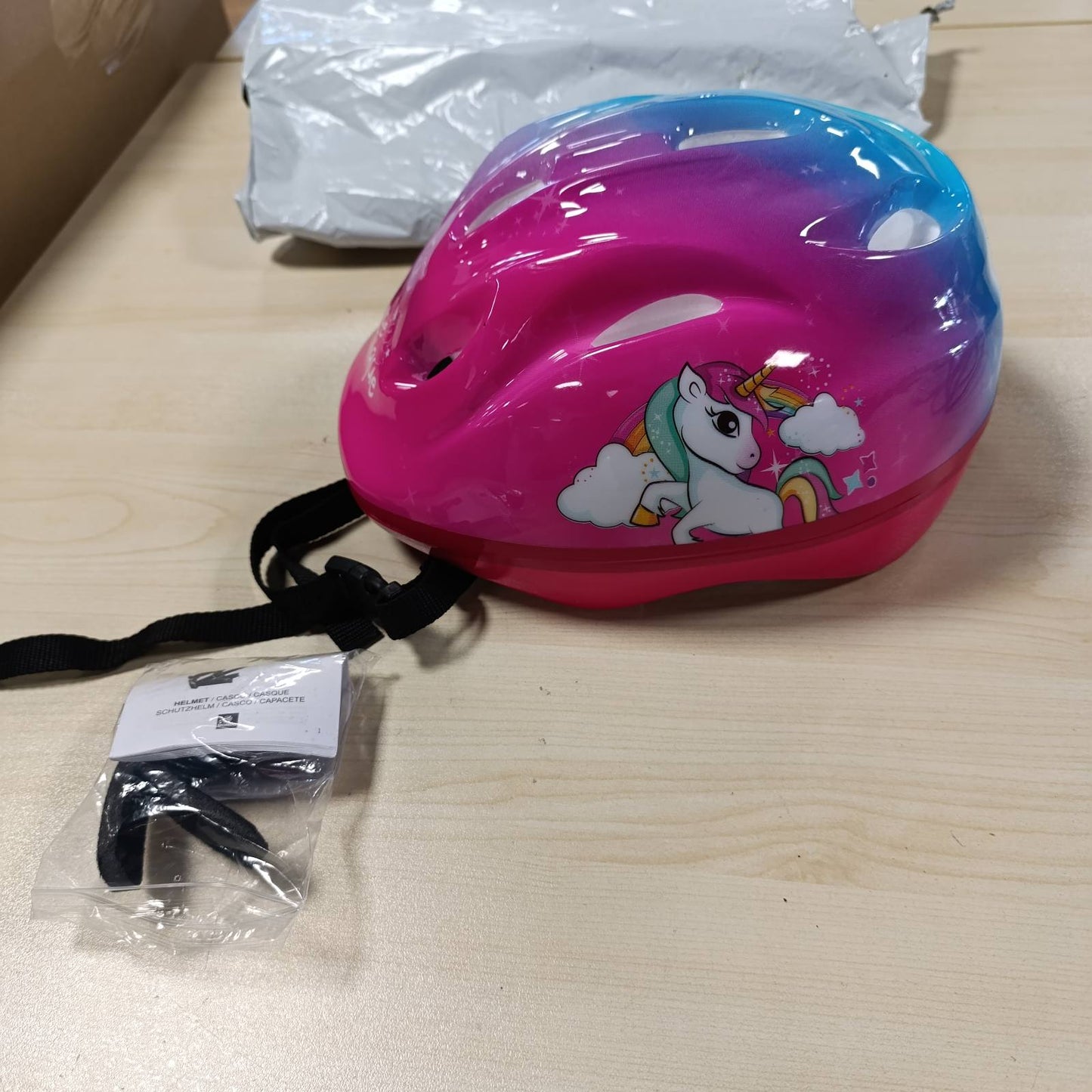 293607 - MONDO Helmetë biçiklete me dizajn njëbrirëshi për lodra për fëmijë, M EU, rozë/blu