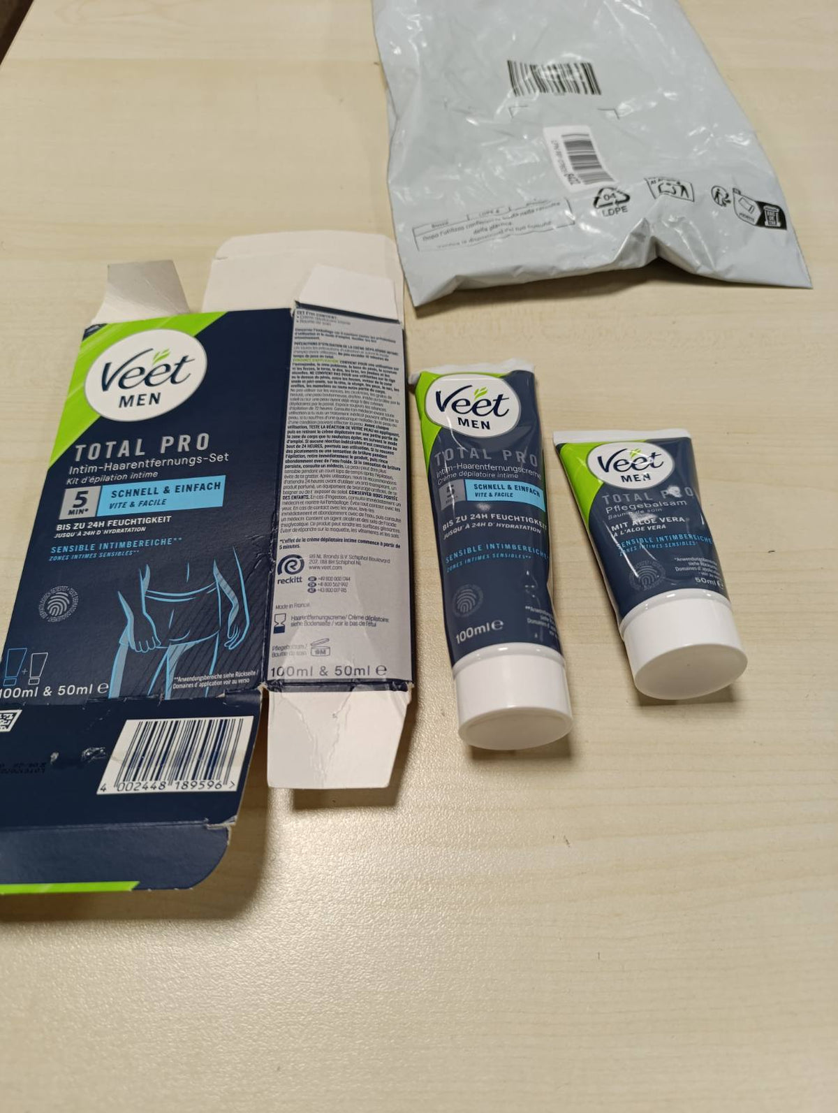 318272 - VEET Set për depilim intim Men - Krem për depilim në zonën intime, për meshkuj - tub 100 ml dhe balsam kujdesi 50 ml