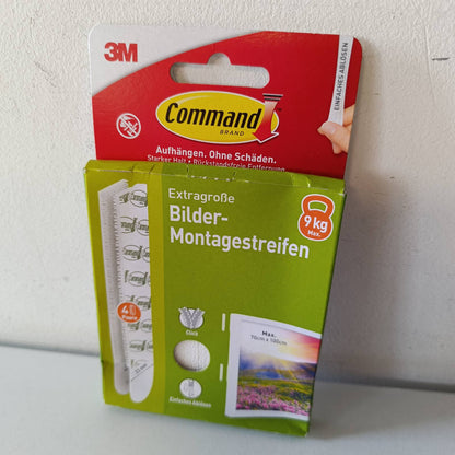289324 - COMMAND Shirita Ngjitës, Pako me 4x2 X-Large (8 Shirita), të Bardha, Për Pesha të Rënda - Varje Pikturash pa Shpim, Mbajnë Deri në 9 kg, Heqje Pa Mbetje