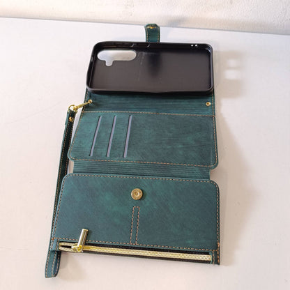 274008 - UEEBAI Mbrojtëse për Samsung Galaxy S24/S25 5G, Lëkure PU, Rezistente ndaj goditjeve, Vend për kartë, Mbështetëse, Mbyllje magnetike, Jeshile Retro